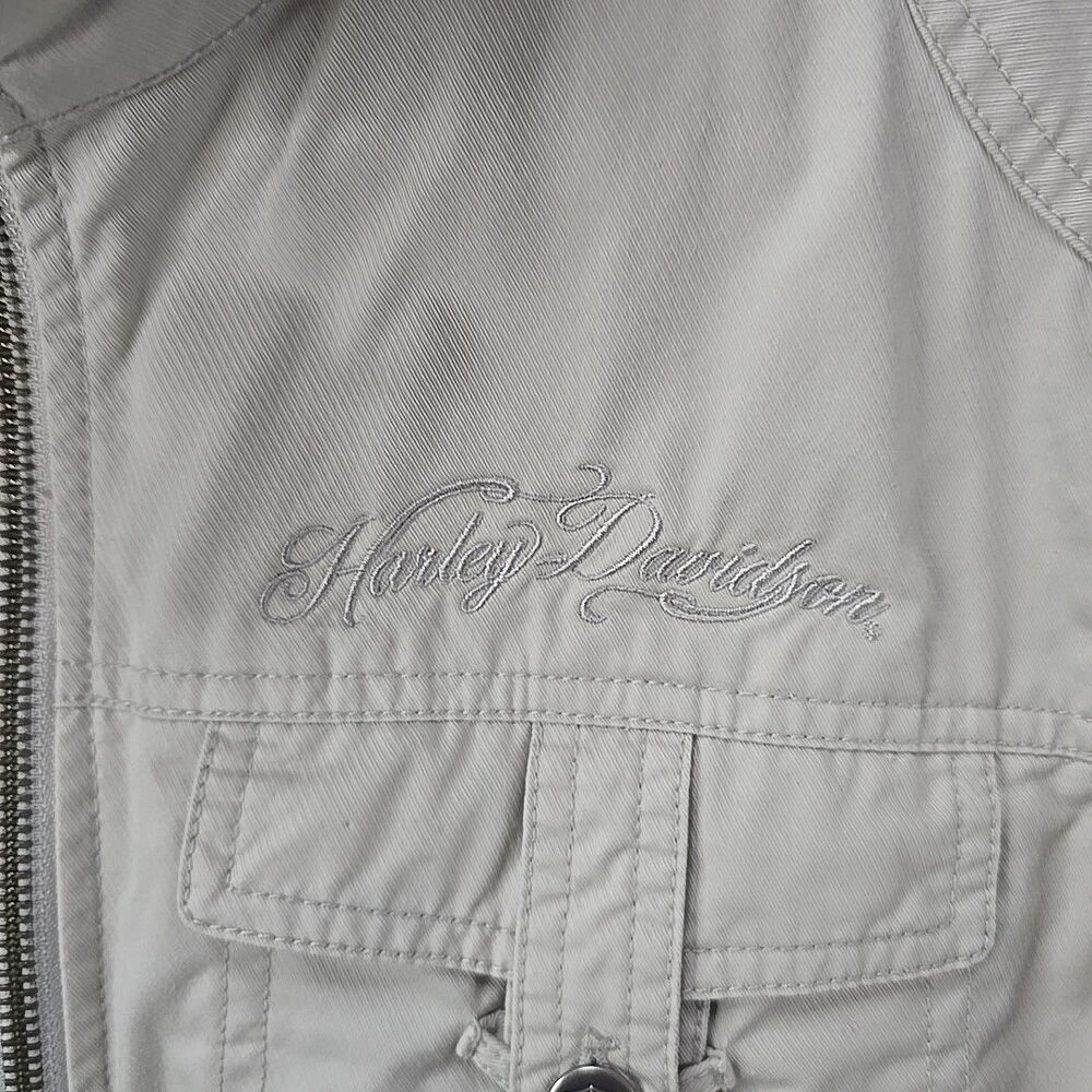 Harley-Davidson Lightweight Belted Khaki Jacket Tan Coat Womens Sz XL Y2K - Picture 5 of 16